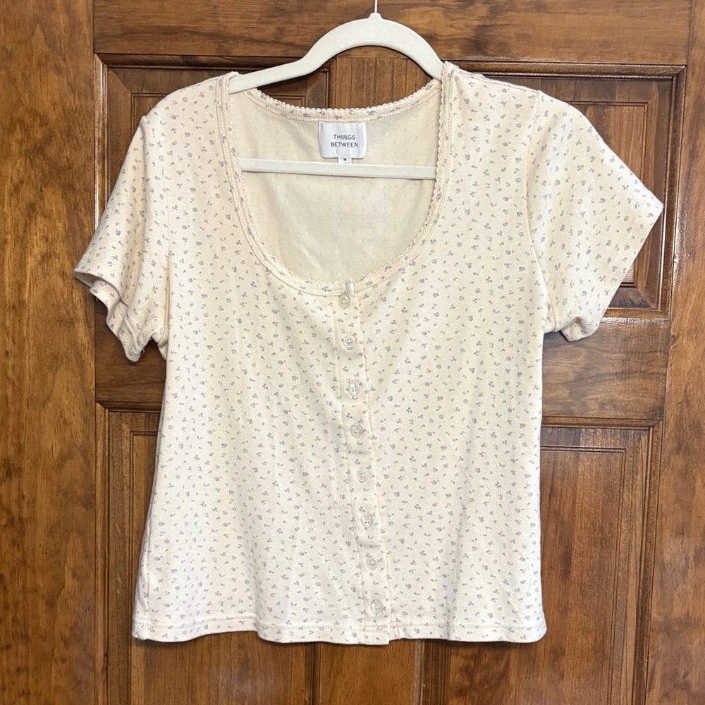 Women's Cream Floral Button-Down Shirt